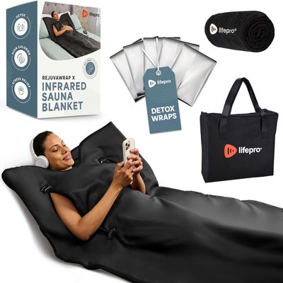 LifePro Infrared Sauna Blanket for Detox & Relaxation  Portable Far Infrared at Home Sauna for Detox, Muscle Tension Release and Recovery  RejuvaWrap Series with Adjustable Heat Settings