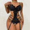 Women Lingerie Sexy Plus Size Strappy Halter V Neck Lace Up Bodysuits Naughty One Piece Teddy Babydolls Chemises Sleepwear Hollow Out Harness Belt Strappy Bra and Panty Babydoll Teddy view 2