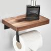 Sudemota Black Walnut Foldable Towel Bar Rack, Bathroom Accessories Wall Mount, Toilet Brush Robe Hook Toilet Paper Holder bathroom (Color : Single Flat Tissue Holder) view 1