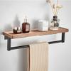 Sudemota Black Walnut Foldable Towel Bar Rack, Bathroom Accessories Wall Mount, Toilet Brush Robe Hook Toilet Paper Holder bathroom (Color : Concave Shelf With Rod 50cm) view 1