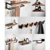 Sudemota Black Walnut Foldable Towel Bar Rack, Bathroom Accessories Wall Mount, Toilet Brush Robe Hook Toilet Paper Holder bathroom (Color : Concave Shelf With Rod 50cm) view 3