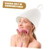 FOMIYES Sauna Cap Set for Men Felt Protective Cap Sauna Gloves and Hat Set for Bathing Comfortable view 4