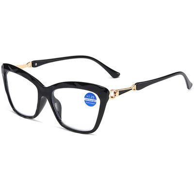 KOOSUFA Cat Eye Reading Glasses Blue Light Blocking Fashion Crystal Frame Computer Readers Eyewear Eyeglasses for Women Black 3.0