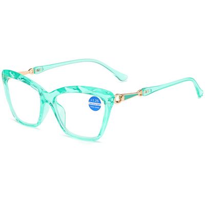 KOOSUFA Cat Eye Reading Glasses Blue Light Blocking Fashion Crystal Frame Computer Readers Eyewear Eyeglasses for Women Cyan 1.5