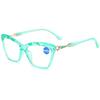 KOOSUFA Cat Eye Reading Glasses Blue Light Blocking Fashion Crystal Frame Computer Readers Eyewear Eyeglasses for Women Cyan 1.5 view 1