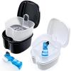 Keedolla 2 Pack Denture Bath Case Partial Denture Cup Retainer Cleaning Container, Denture Wash Container Retainer Bath Box Cup Case - Black and White view 1