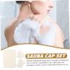 Beavorty 1set Sauna Hat and Protective Cap Set Lightweight Felt Sauna Accessories for Hair for Spa and Home Use Fits Women White view 4