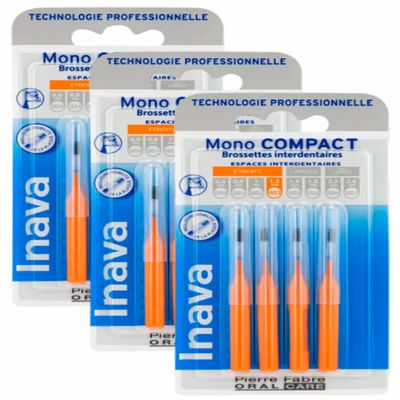 Inava Mono Compact Brush Heads 1.2 mm ISO4 Pack of 3 Orange