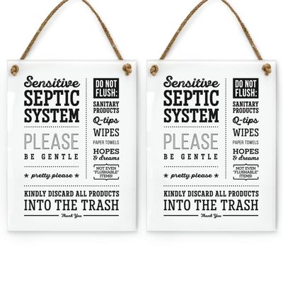 Reilly Originals 6x8 Inch Septic System Please Be Gentle Designer Bathroom Sign ~ Ready to Hang ~ Premium Finish, Durable (2)
