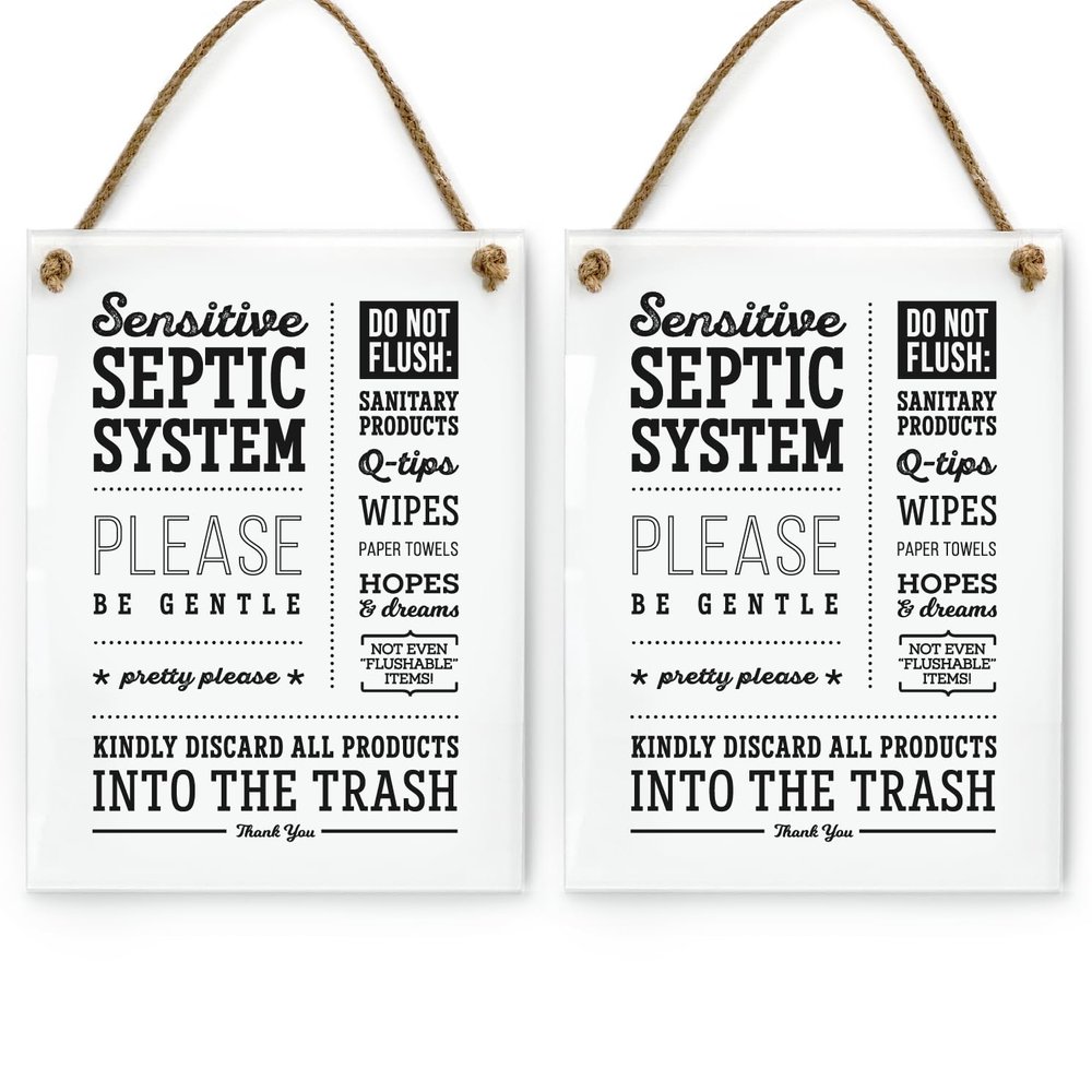 Reilly Originals 6x8 Inch Septic System Please Be Gentle Designer Bathroom Sign ~ Ready to Hang ~ Premium Finish, Durable (2)