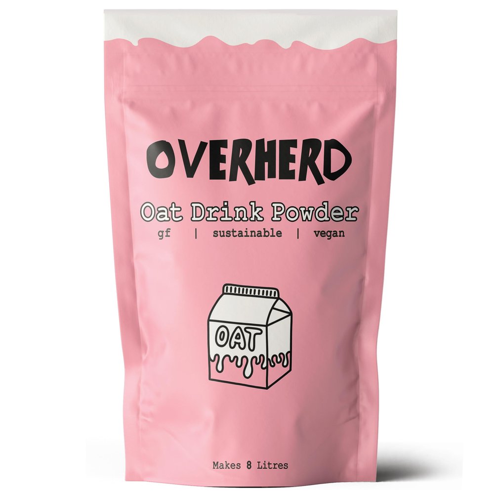 Overherd Oat Milk Powder - Makes 8 Litres - Vegan Creamer for Tea & Coffee, Gluten-Free & Dairy-Free Dried Oat Milk, Ideal for Everyday Use & Travel