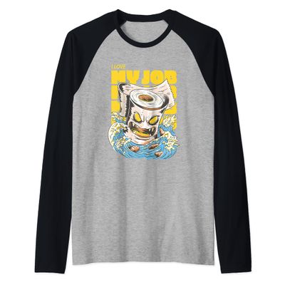 Mens Toilet Paper Love Job Task Toilet Paper Funny Business Raglan Baseball Tee