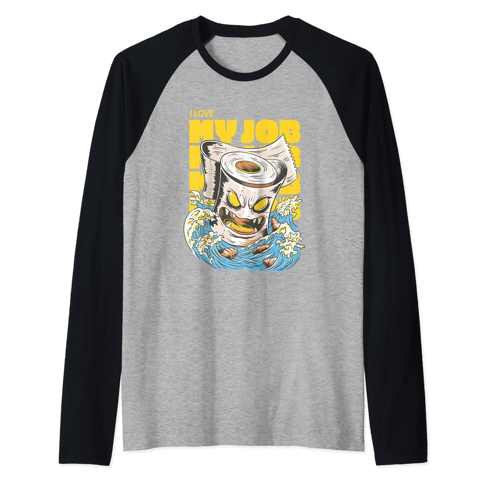 Mens Toilet Paper Love Job Task Toilet Paper Funny Business Raglan Baseball Tee
