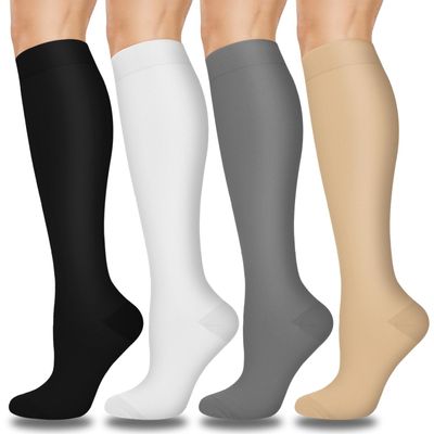 Aoliks 4 Pairs Copper Compression Socks for Women & Men Circulation 15-20 mmHg,Best Support for Nurses Running
