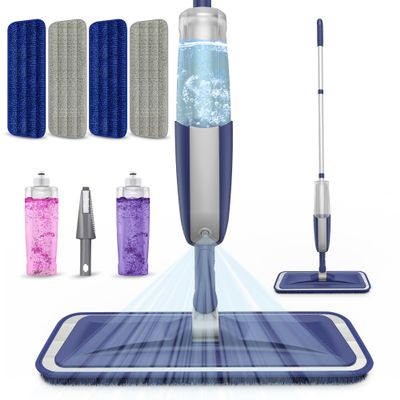 Spray Mops for Cleaning Floors - MEXERRIS Wood Floor Mop with 4 Washable Pads 2 Refillable Bottles - Wet Dry Mop Dust Mops for Hardwood Laminate Tiles Vinyl Floors Cleaning- Home Commercial Mop