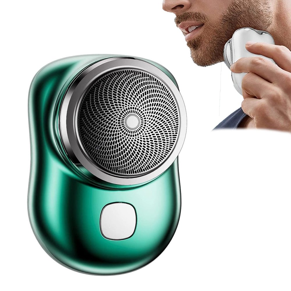 2023 New Pocket Portable Electric Shave, Mini-Shave Portable Electric Shaver, USB Rechargeable Shaver for Men, Mini Electric Shaver Pocket Size Waterproof Razor Washable Portable (Green)