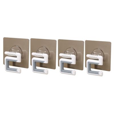 Alipis 4pcs Adhesive Mop Hooks for Household No Drilling Required Wall-Mounted Mop Hangers Strong Adhesive for Bathroom Hooks Storage