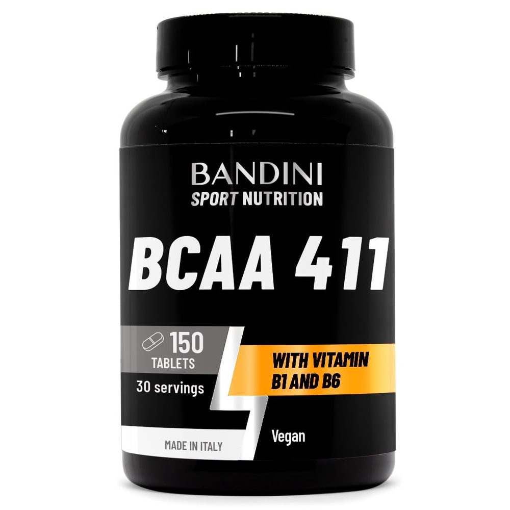 Bandini BCAA 4:1:1 150 Tablets - Branched Chain Amino Acids BCAA 4.1.1 - Leucine, Isoleucine, Valine with Vitamin B1 & B6-100% Vegan, No GMO - Food Supplement for Pre & Post Workout Muscle Recovery