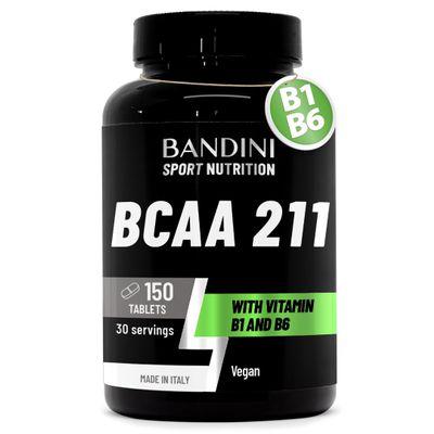 Bandini BCAA 2 1 1 BRANCHED Amino ACIDS | 150 Tablets with Vitamin B1 and B6 | Amino 2.1.1 Supplement with Leucine, Isoleucine, Valine | Aminoacids Tablets 211 Intra Pre Post Workout | 100% Vegan