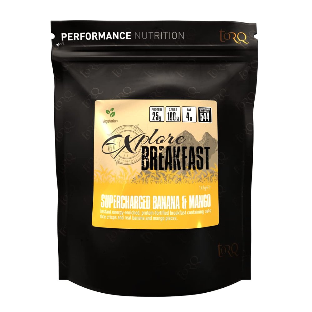 Torq Explore - Banana & Mango Breakfast - Healthy Cereal for Pre & Post Workout, Exercise - High in Protein, 25g of Protein, 100g of Carbohydrates Perfect for Expeditions