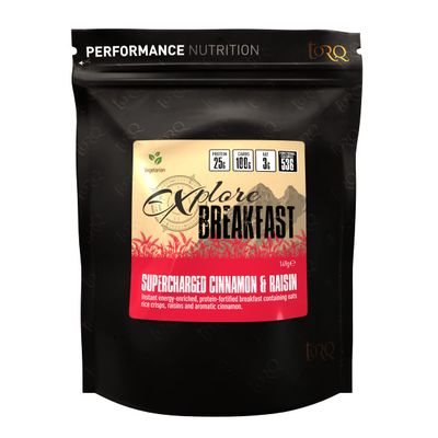 Torq Explore Cinnamon & Raisin Breakfast - Healthy Cereal for Pre & Post Workout, Exercise - High in Protein, 25g of Protein, 100g of Carbohydrates Perfect for Expeditions