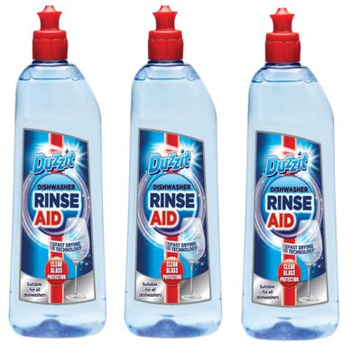 3 x Dishwasher Rinse Aid Water Mark Prevention & Brilliant Shine Clear Glass Protection 375ml