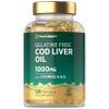 Cod Liver Oil Gelatine Free 1000mg | 120 Capsules | High Strength Supplement with Vitamin A, D and Omega 3 DHA/EPA | Suitable for Pescatarians | by Horbaach view 1