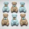 12x Teddy Bears Fondant Edible Cupcake Cake Toppers - Baby Birthday Shower, Blue Brown view 1
