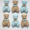 12x Teddy Bears Fondant Edible Cupcake Cake Toppers - Baby Birthday Shower, Blue Brown view 2