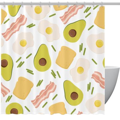 Personalized Shower Curtain Avocado Eggs Beef Vegetables Food