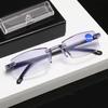 OVNMFH Sapphire High Hardness Anti-blue Progressive Far And Near Dual-Use Reading Glasses, Ultralight Reading Glasses for Women&Men (Black,'+4.0) view 1