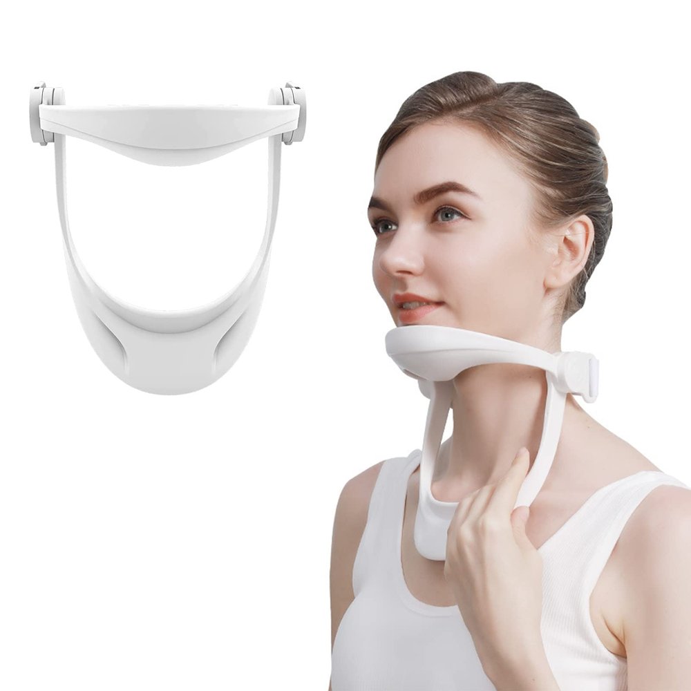FOOJO Adjustable Cervical Collar Sleeve Neck Hump Corrector Neck Brace for Neck Pain and Support Relieves Pressure in Spine Improving Forward Head Posture Improve Neck Lines (White)
