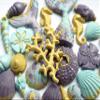 25x Under the Sea Edible Mermaid Tail, Seashells, Nautical Coral - Fondant Cupcake Topper Decoration view 1