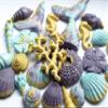 25x Under the Sea Edible Mermaid Tail, Seashells, Nautical Coral - Fondant Cupcake Topper Decoration view 2