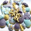 25x Under the Sea Edible Mermaid Tail, Seashells, Nautical Coral - Fondant Cupcake Topper Decoration view 4