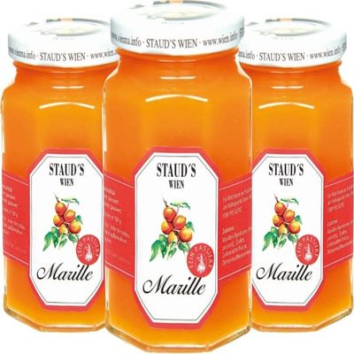 Apricot Jam 3x250g (26.46 Oz) - 70% Apricots - Perfect for snacking and cooking, STAUDS Wien/Austria