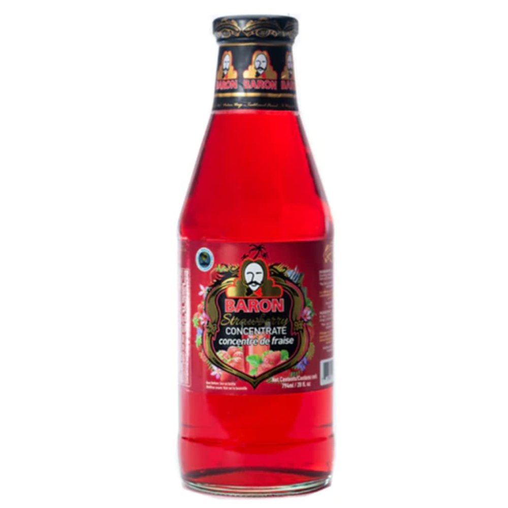 Baron Strawberry Syrup  12 x 794ml Bottles | Premium Caribbean Fruit Syrup for Drinks, Desserts & Cocktails | Rich, Sweet Strawberry Flavour