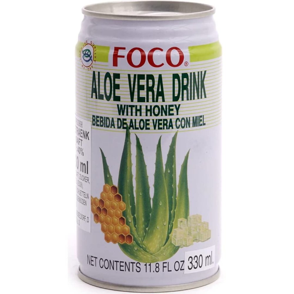 Foco Aloe Vera Drink with Honey 350ml x 12  Pack of 2 (24 Bottles Total)  Refreshing Aloe Vera Beverage with Real Aloe Pulp