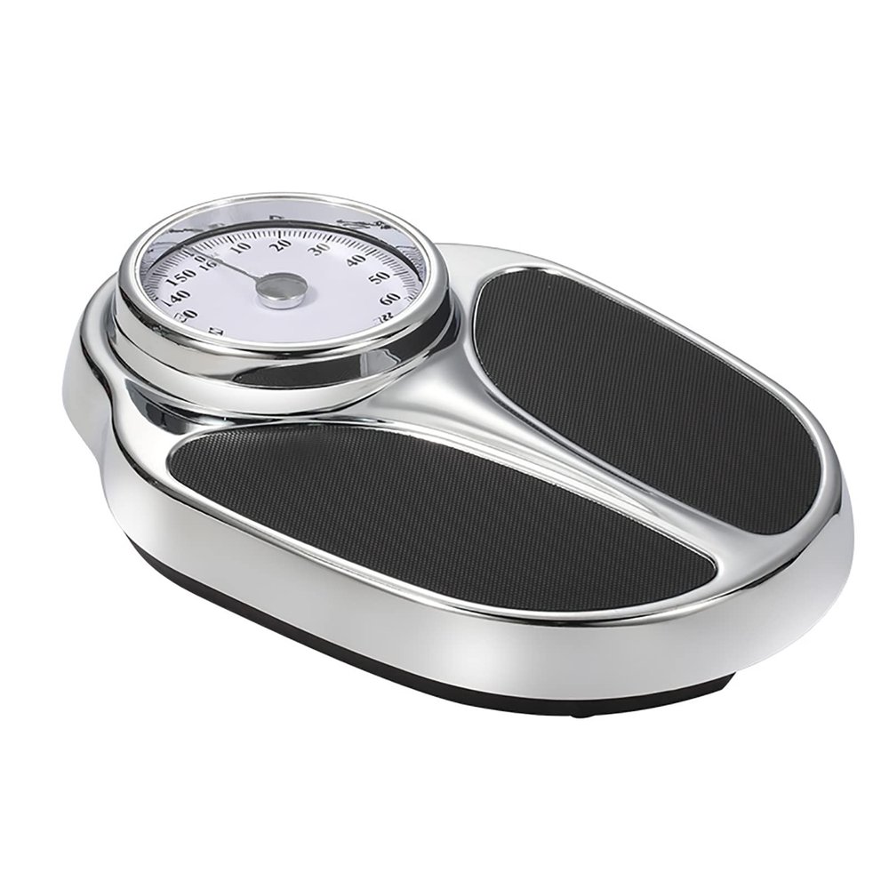 Analog scales for body weight/Thinner extra-large dial analog/batteries mechanical kg scale,With black anti-slip bath Mat,No battery or buttons Required.Bearing 0-160kg