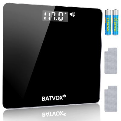 BATVOX Wide Talking Scales for Body Weight Accurate Digital Talking Bathroom Body ScaleLarge LCD Screen400 lbAuto On & Off for Elderly Or Visually Impaired, Includes Batteries