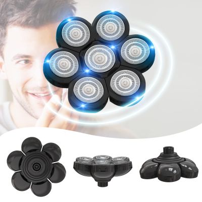 7 Head Electric Shaver Heads, Waterproof Replacement Heads Electric Razor Shaver Head for Men, Wet and Dry Shaver Blade Heads, Black