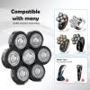 7 Head Electric Shaver Heads, Waterproof Replacement Heads Electric Razor Shaver Head for Men, Wet and Dry Shaver Blade Heads, Black view 3