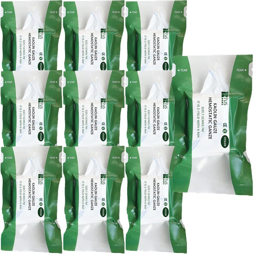 10 Pack Z-Folded Compressed Sterile Gauze 3.0" x 4.0 Yards, Essential First Aid and Stop The Bleed Kit Supply for Home, Medical, and Tactical Emergency Use
