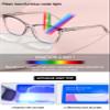KOOSUFA Cat Eye Reading Glasses Blue Light Blocking Spring Hinge Fashion Transparent Frame Computer Readers Eyewear Eyeglasses for Women Transparent Blue 2.5 view 3