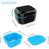 BVN Denture Bath Case with Mirror - Professional Soaking Container for Retainers, Mouth Guards & Aligners - Portable False Teeth Cleaning Box, Black view 2