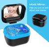 BVN Denture Bath Case with Mirror - Professional Soaking Container for Retainers, Mouth Guards & Aligners - Portable False Teeth Cleaning Box, Black view 4