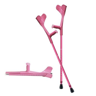 1 Pair Folding Forearm Crutches, Lightweight Aluminum Canes with Ergonomic Handles, Pink Walking Crutches for Women, Applicable Height 145-185cm (4'7''-6'0'')