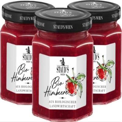 BIO Raspberry Jam 3x250g (26.45 Oz) - 70% Raspberries, STAUDS Wien/Austria