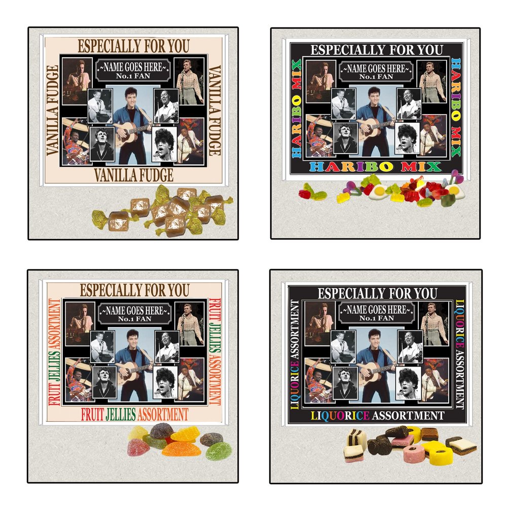 Rock & Roll Greats Celebrity Music Icon Personalised Boxed Sweets Gift Present Choice of Sweets