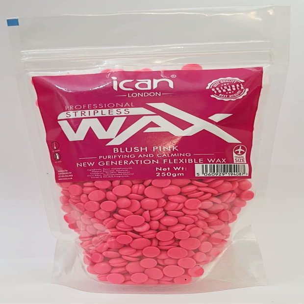 Ican London Professional Hard Wax Beads,Stripless Depilatory Waxing Pellets Solid Beans No Strip Needed, Pain Free Hair Removal Wax For Full Body (Blush Pink, 250g)